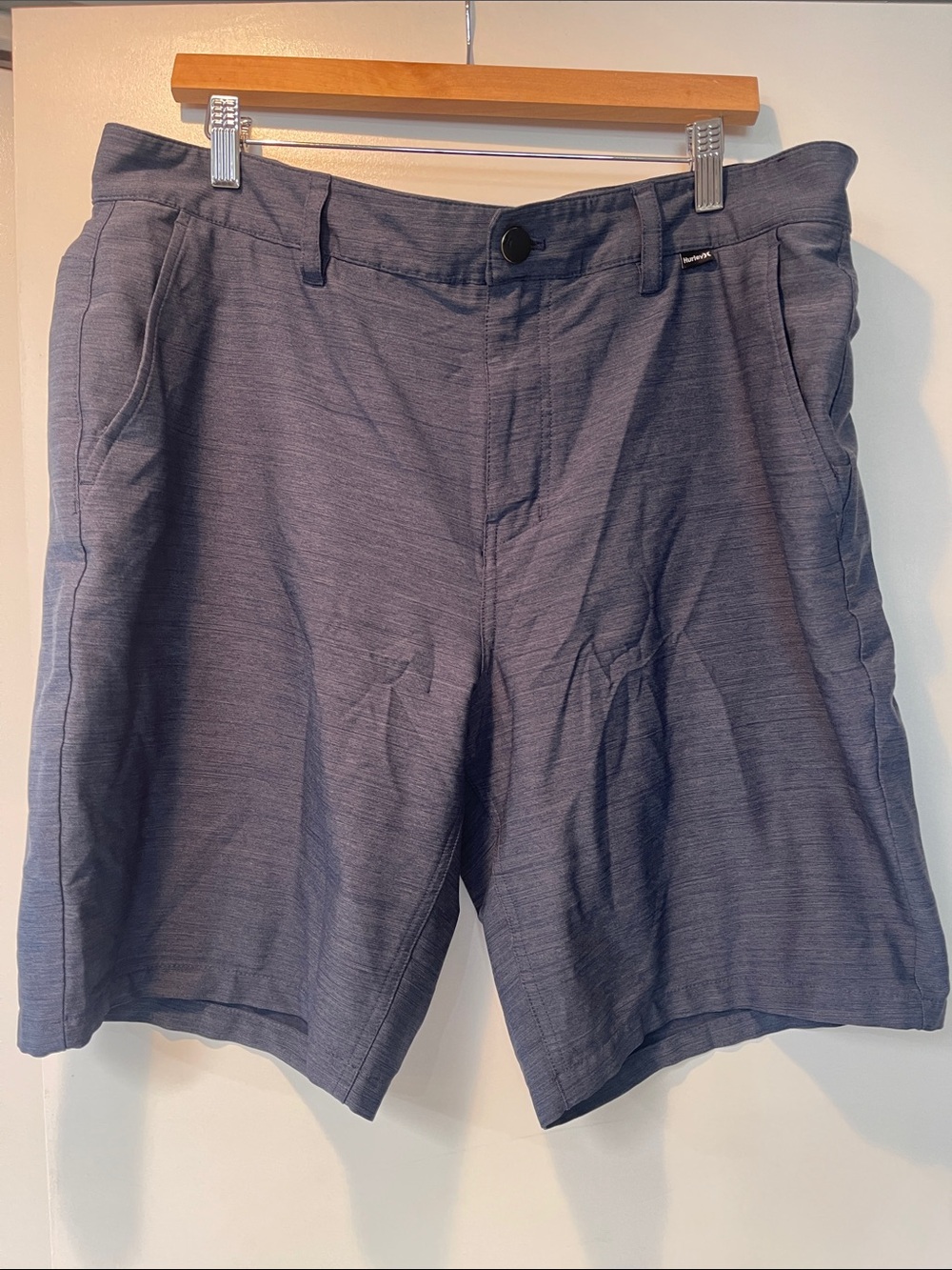 Hurley Men's Heathered Navy Flat Front Shorts